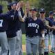 Navy Baseball Team Celebrating Victory On The Field