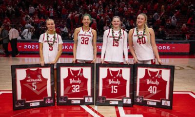 Nebraska Basketball Senior Day Players On Court