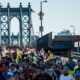 New York City Half Marathon Runners Crossing Brooklyn Bridge