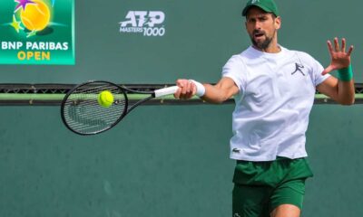 Novak Djokovic Practicing At Bnp Paribas Open