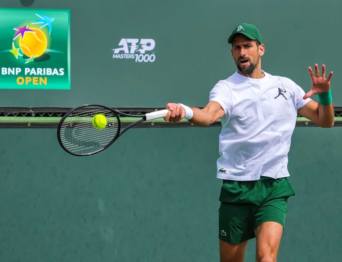 Novak Djokovic Practicing At Bnp Paribas Open