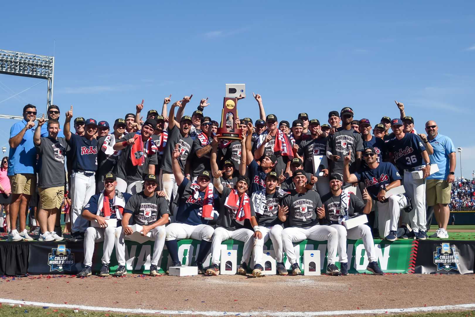 Ole Miss Rebels Baseball Team Celebrating