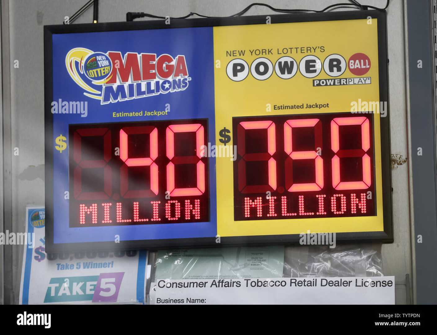 Powerball Lottery Tickets And Jackpot Sign