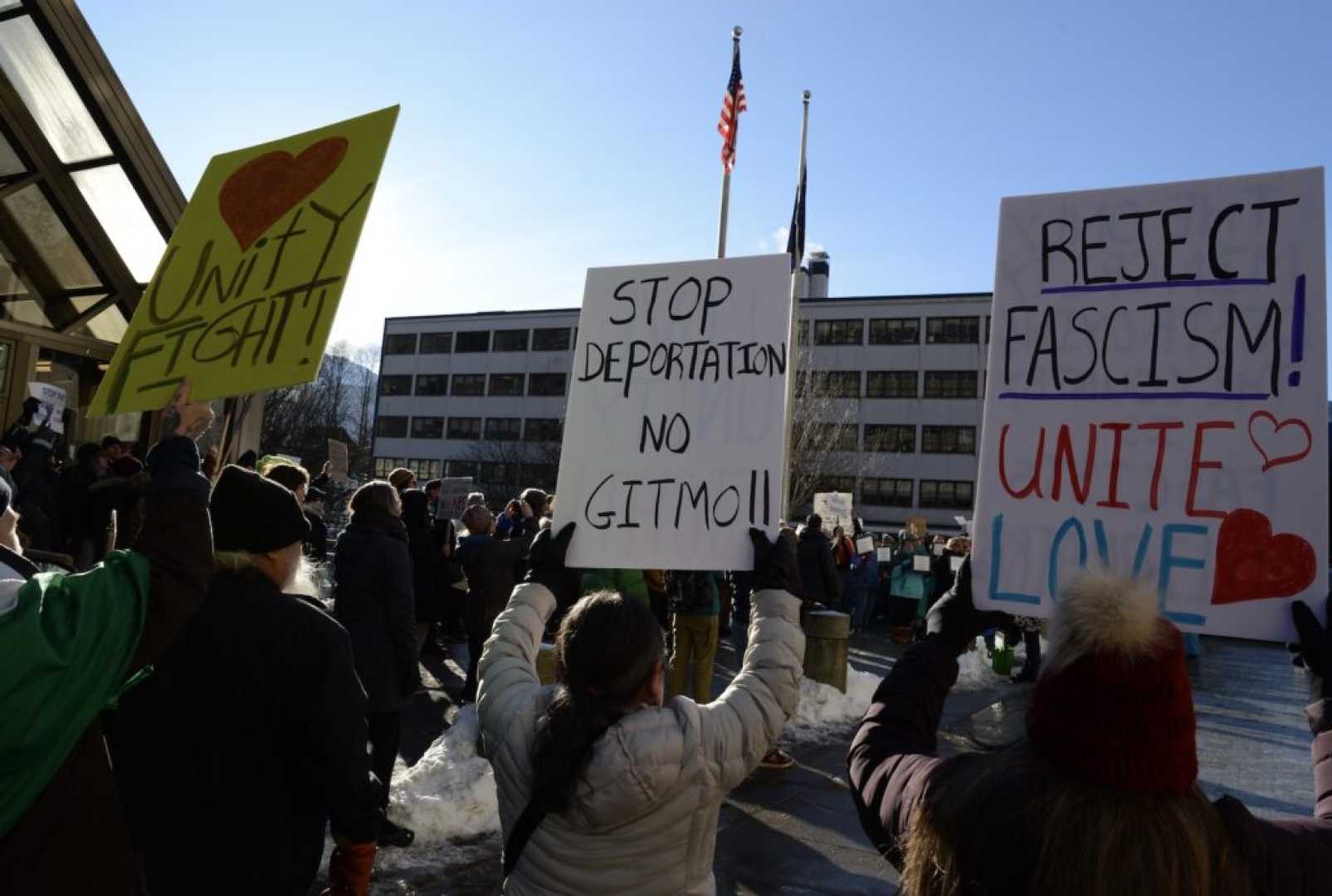 Protesters Chanting At Political Event