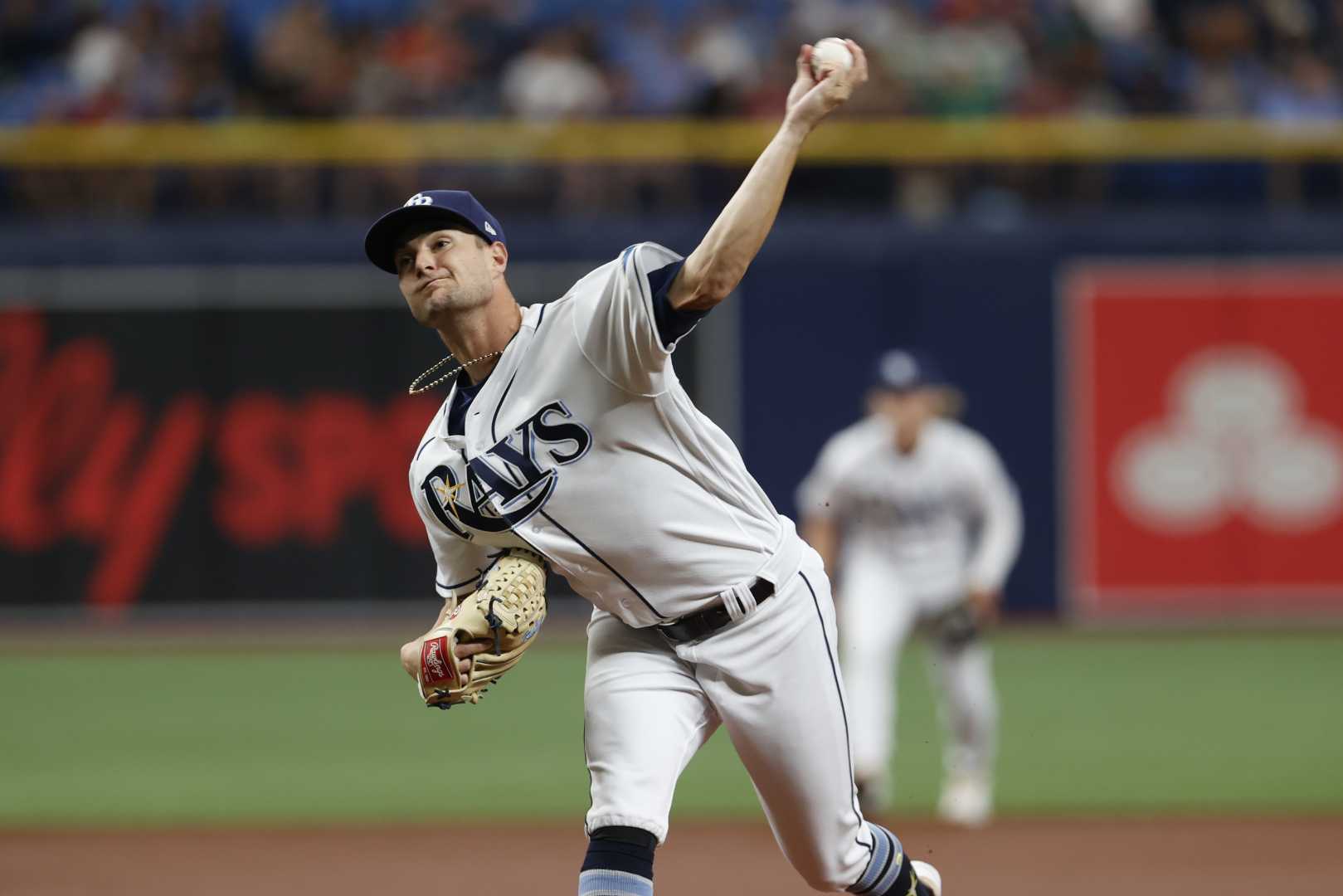 Rays Pitcher Mcclanahan In Action Against Red Sox