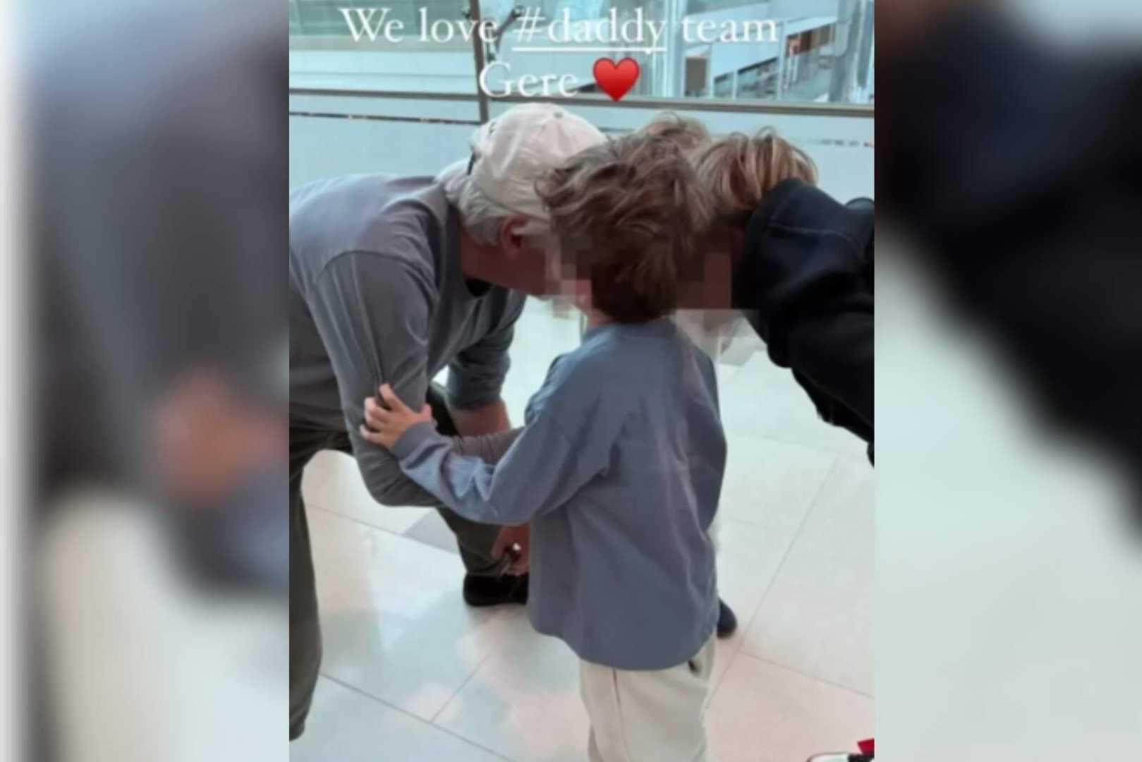 Richard Gere Family Reunion Madrid Airport