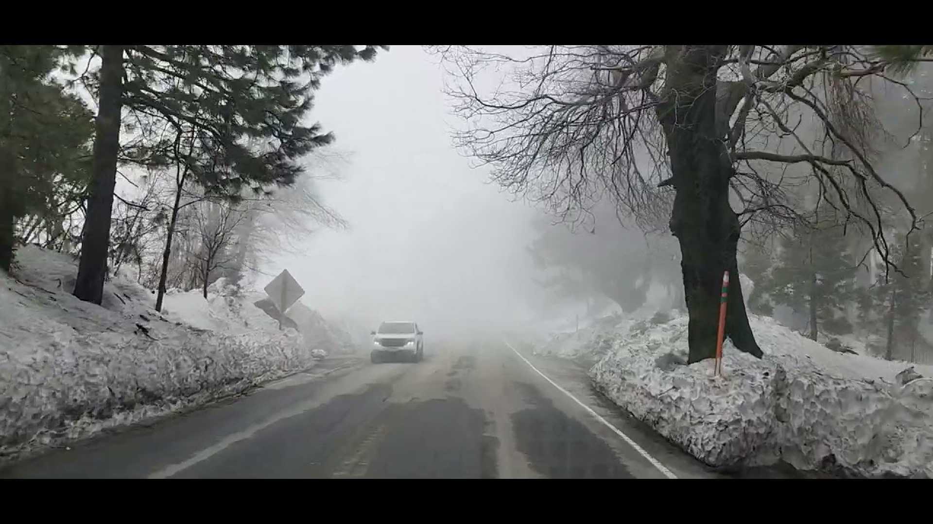 Running Springs California Snowstorm Snow Covered Roads