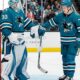 San Jose Sharks Players On Ice During Game