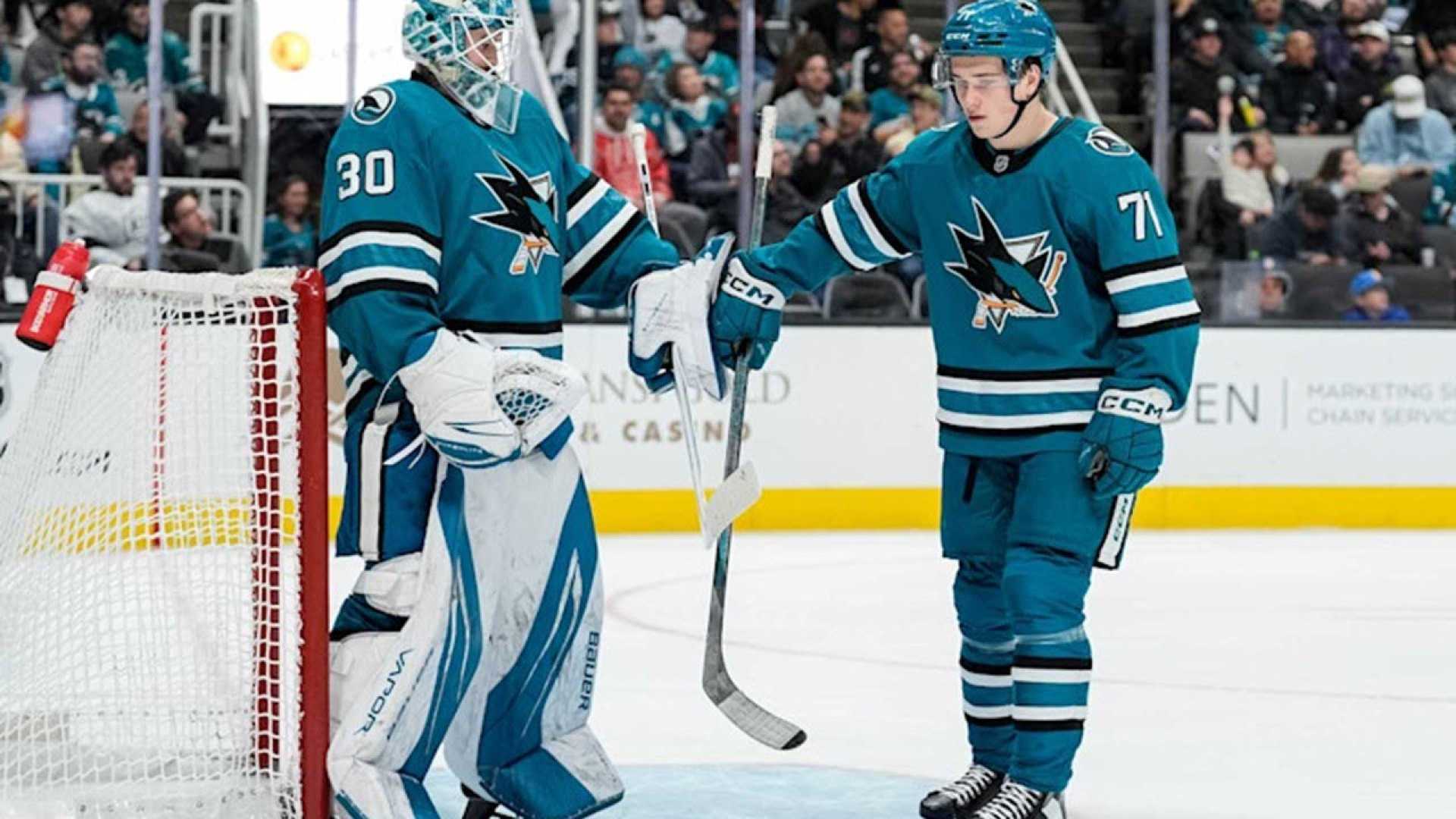 San Jose Sharks Players On Ice During Game