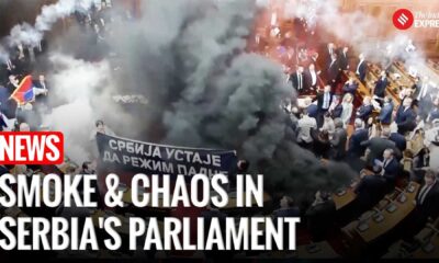 Serbian Parliament Protest Smoke Grenades Tear Gas