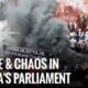 Serbian Parliament Protest Smoke Grenades Tear Gas