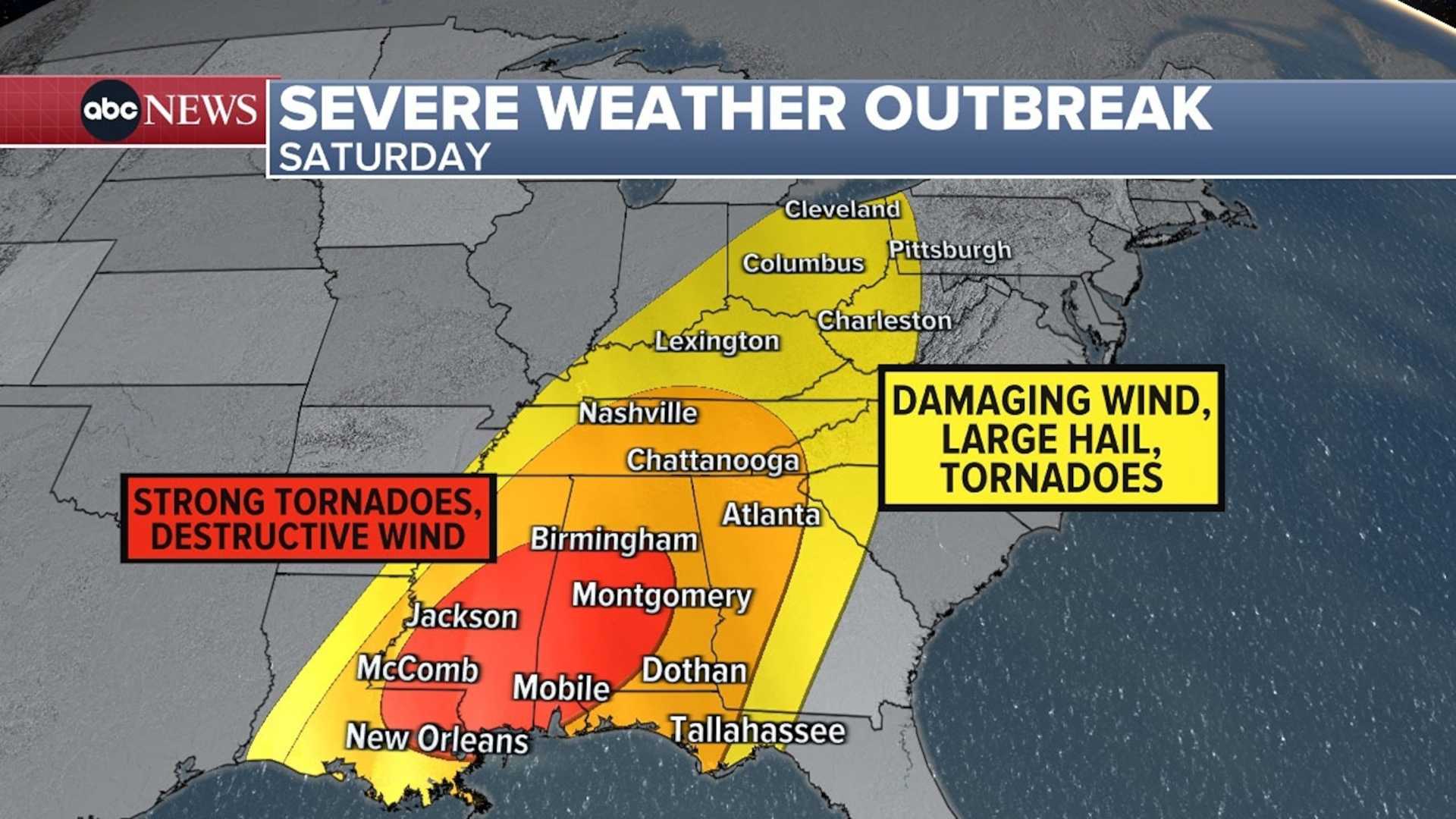 Severe Thunderstorm Outbreak Midwest South East Coast