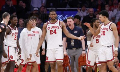 St. John's Basketball Team Celebrating Victory At Madison Square Garden