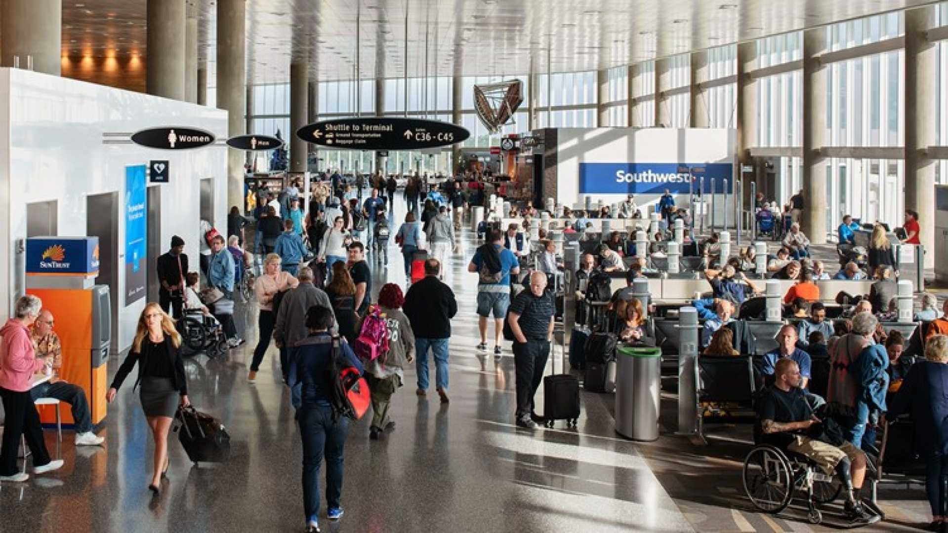 Tampa International Airport Crowded With Travelers