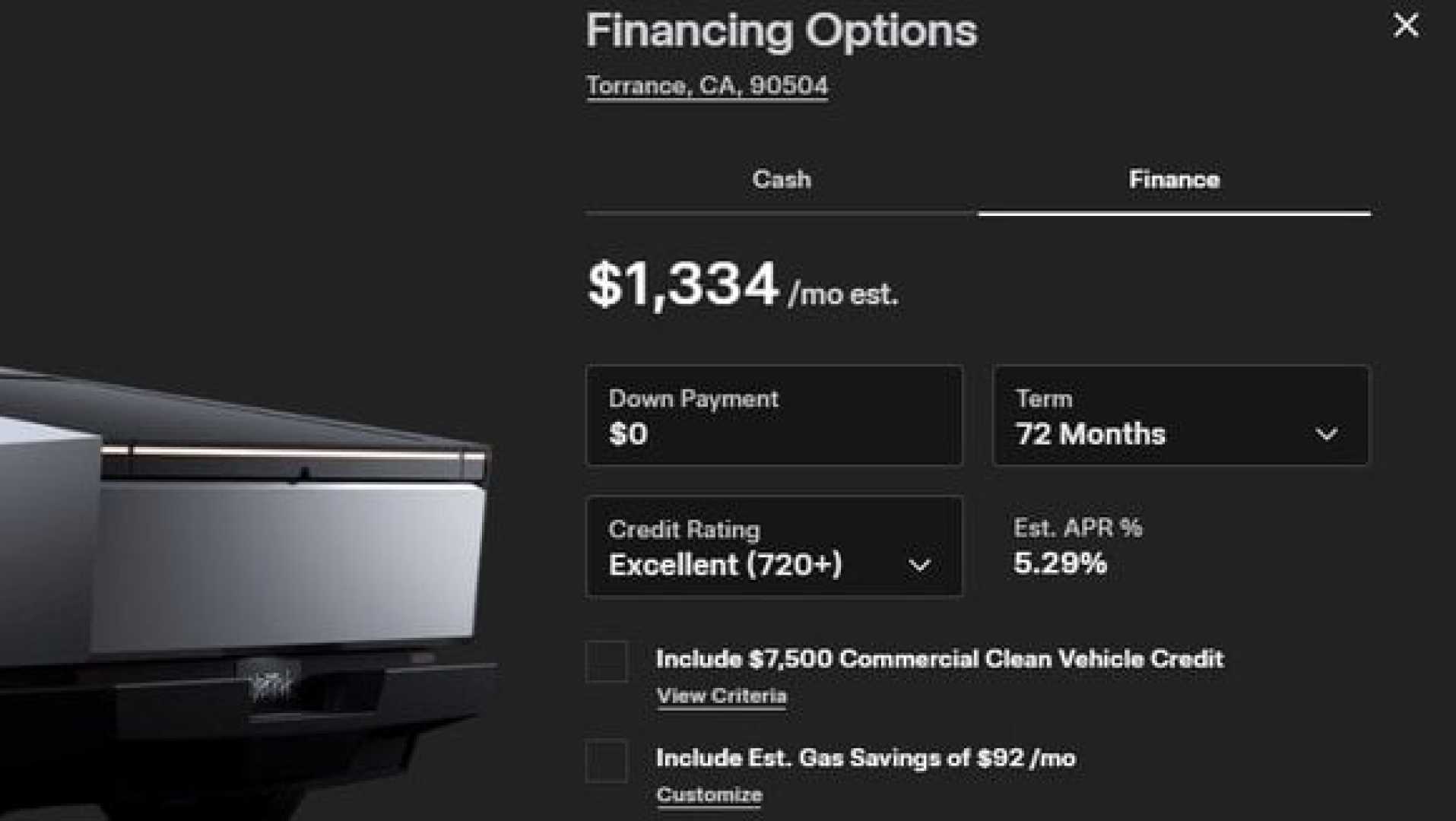 Tesla Cybertruck Financing Offers