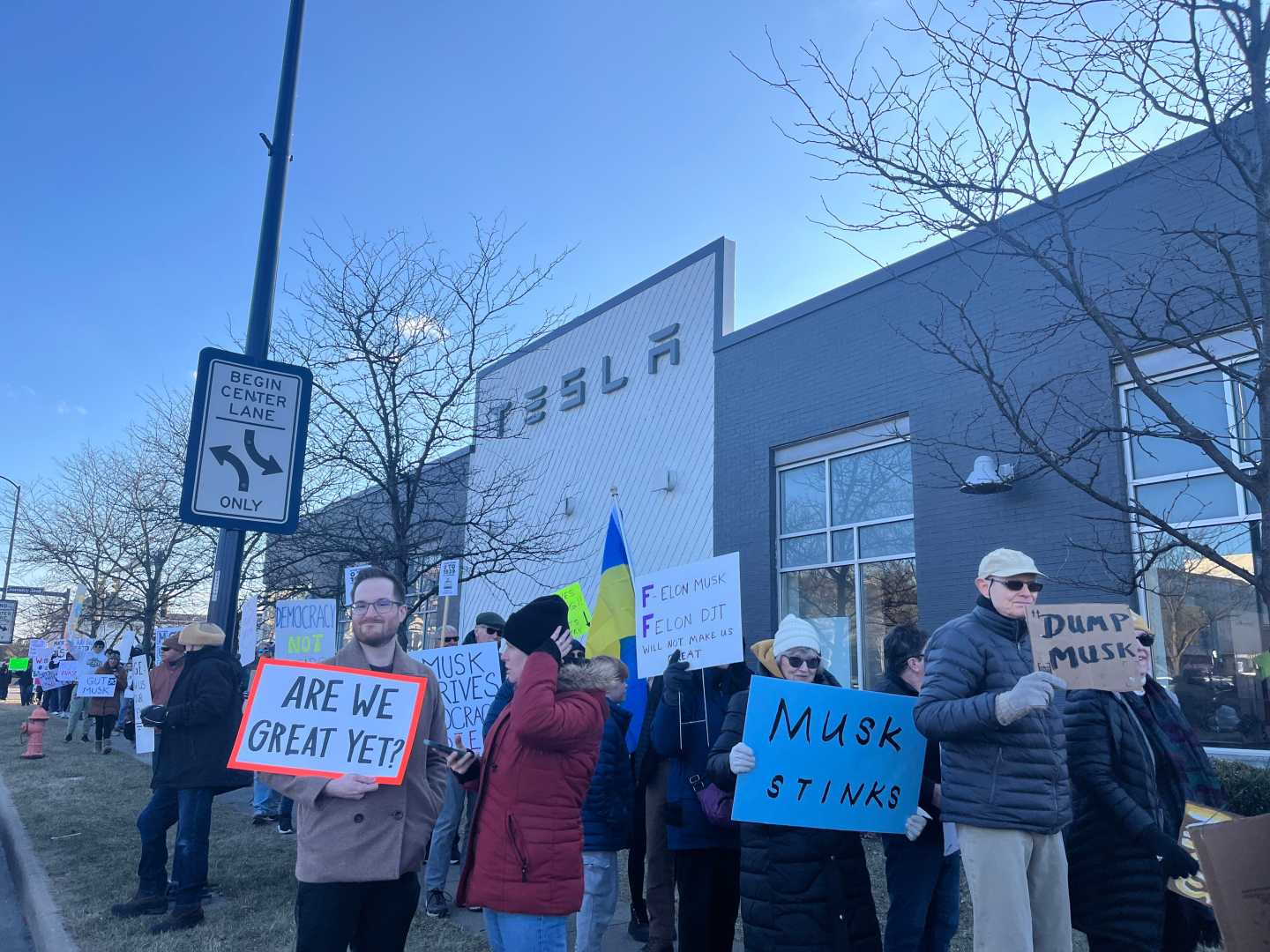 Tesla Dealership Protest Against Elon Musk