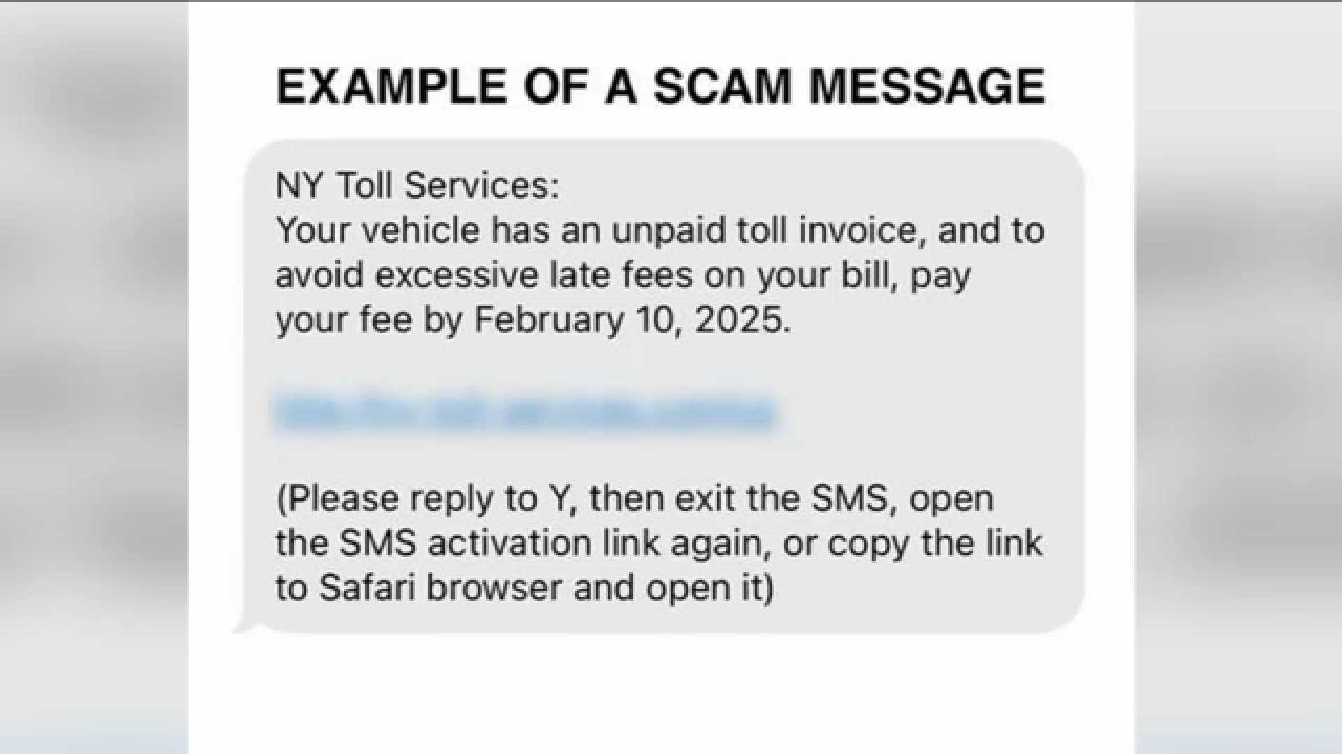 Toll Scam Text Message Warning