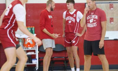 Wisconsin Badgers Football And Basketball Team Practice