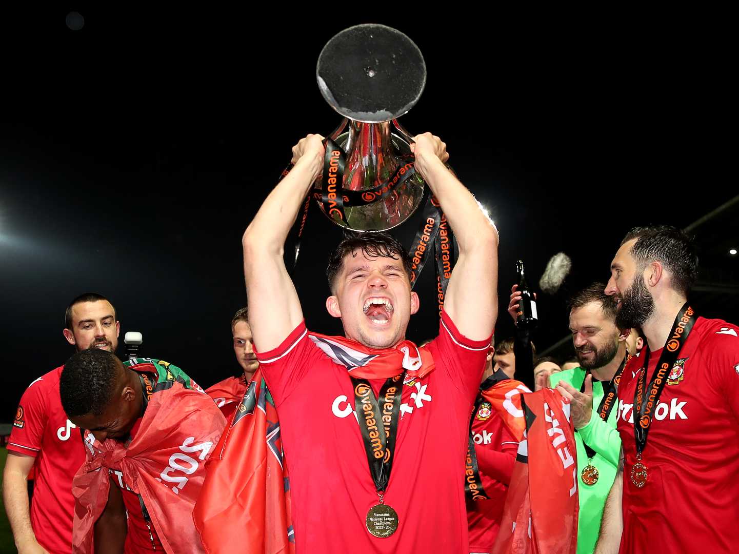 Wrexham Football Team Celebrating Victory