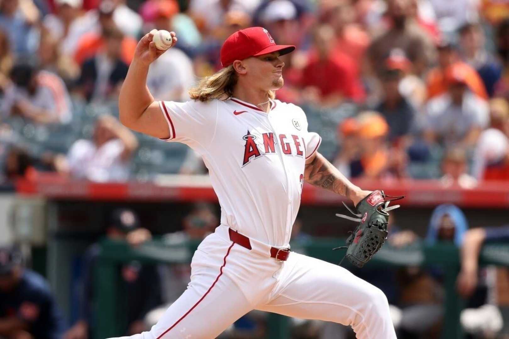 Caden Dana Pitching For Angels Vs Astros
