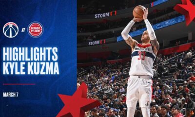 Kyle Kuzma Playing Basketball Against Detroit Pistons