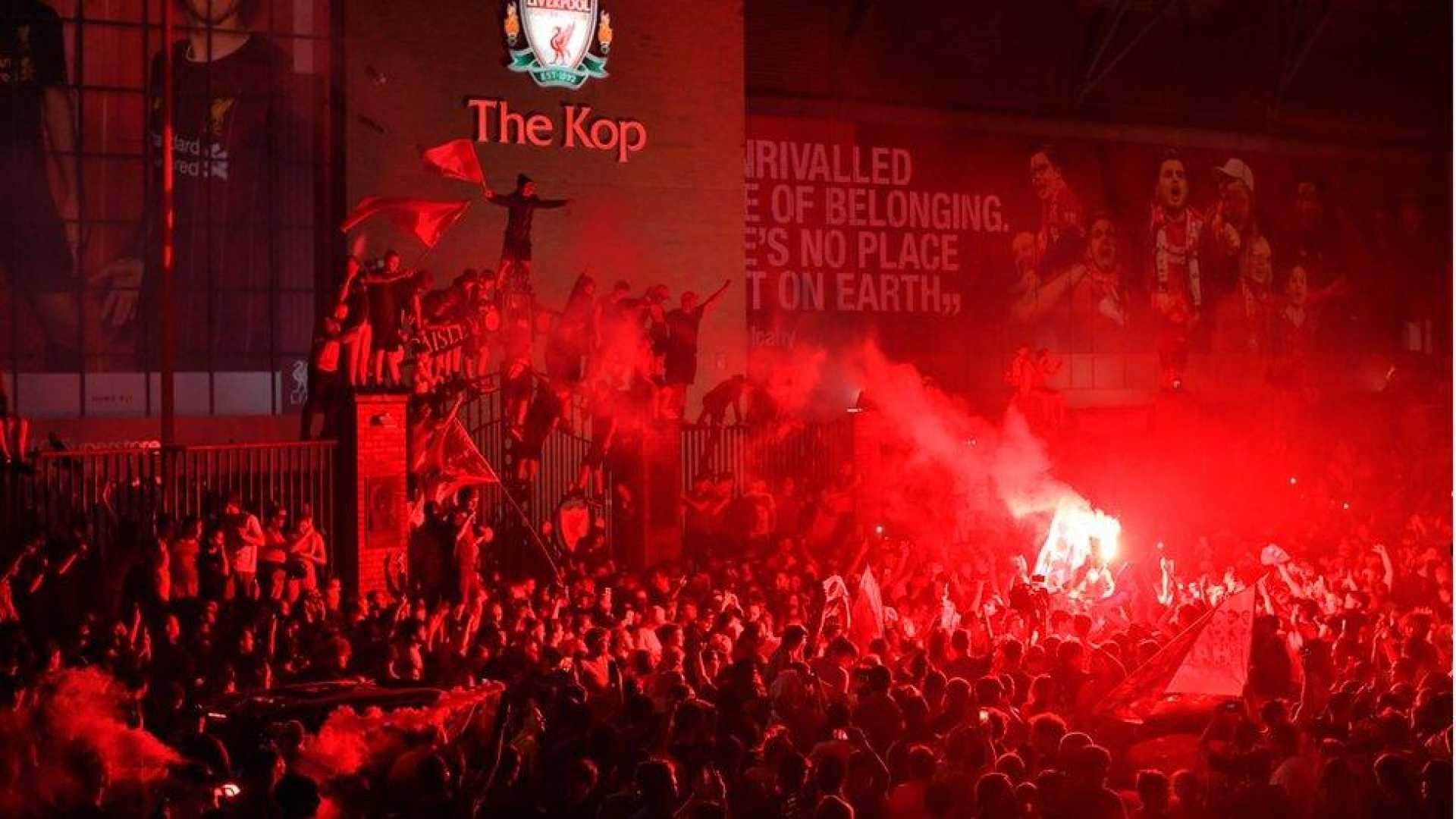 Liverpool Anfield Fans Celebrating Premier League Title