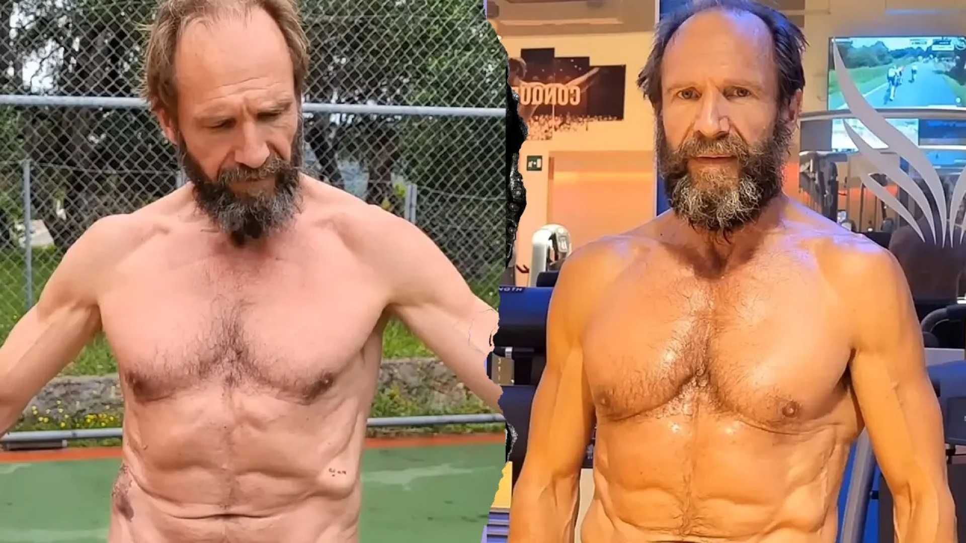 Ralph Fiennes Shirtless Gym Training 2024 Film