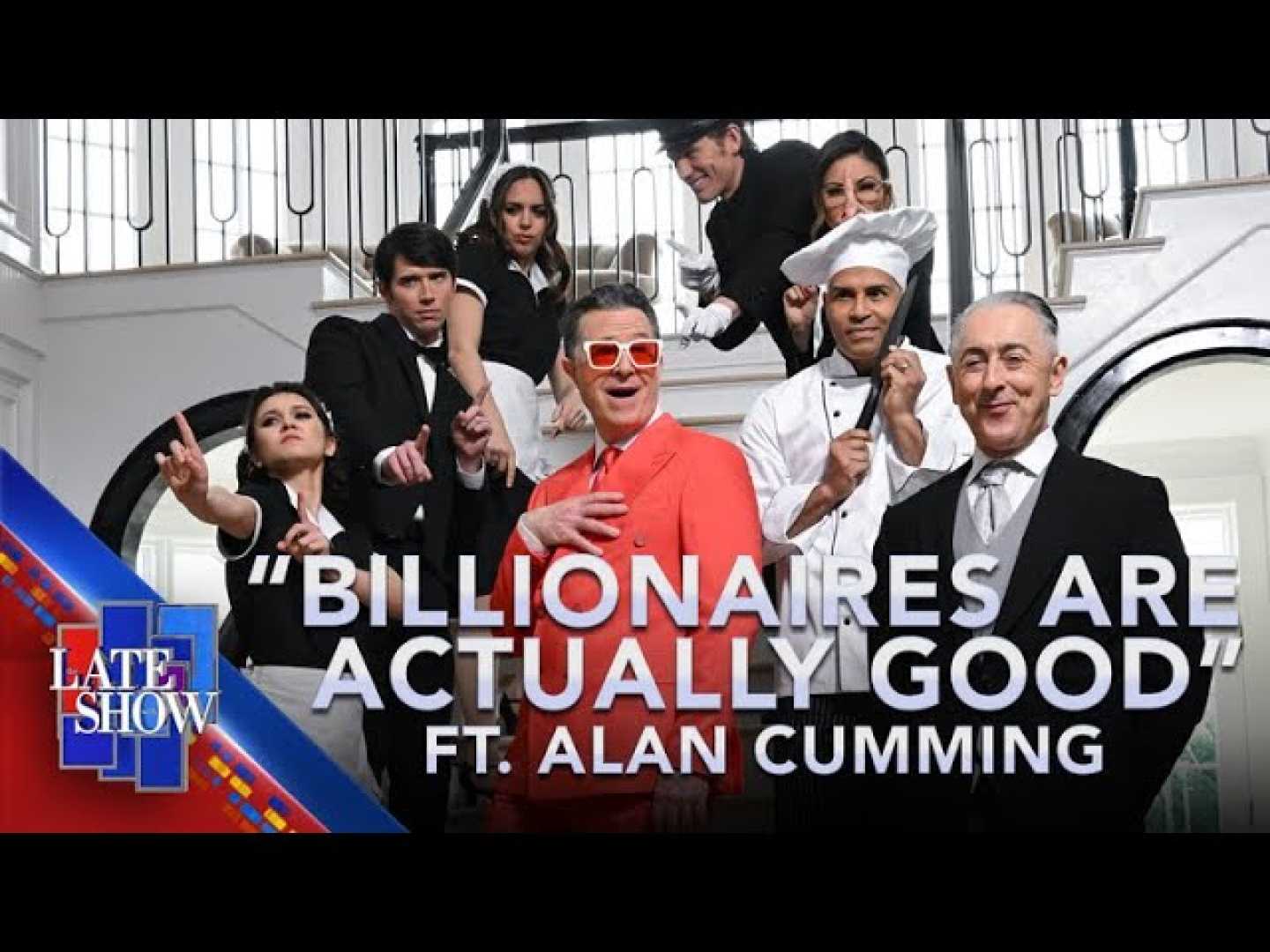 Stephen Colbert Alan Cumming Billionaires Satire Song