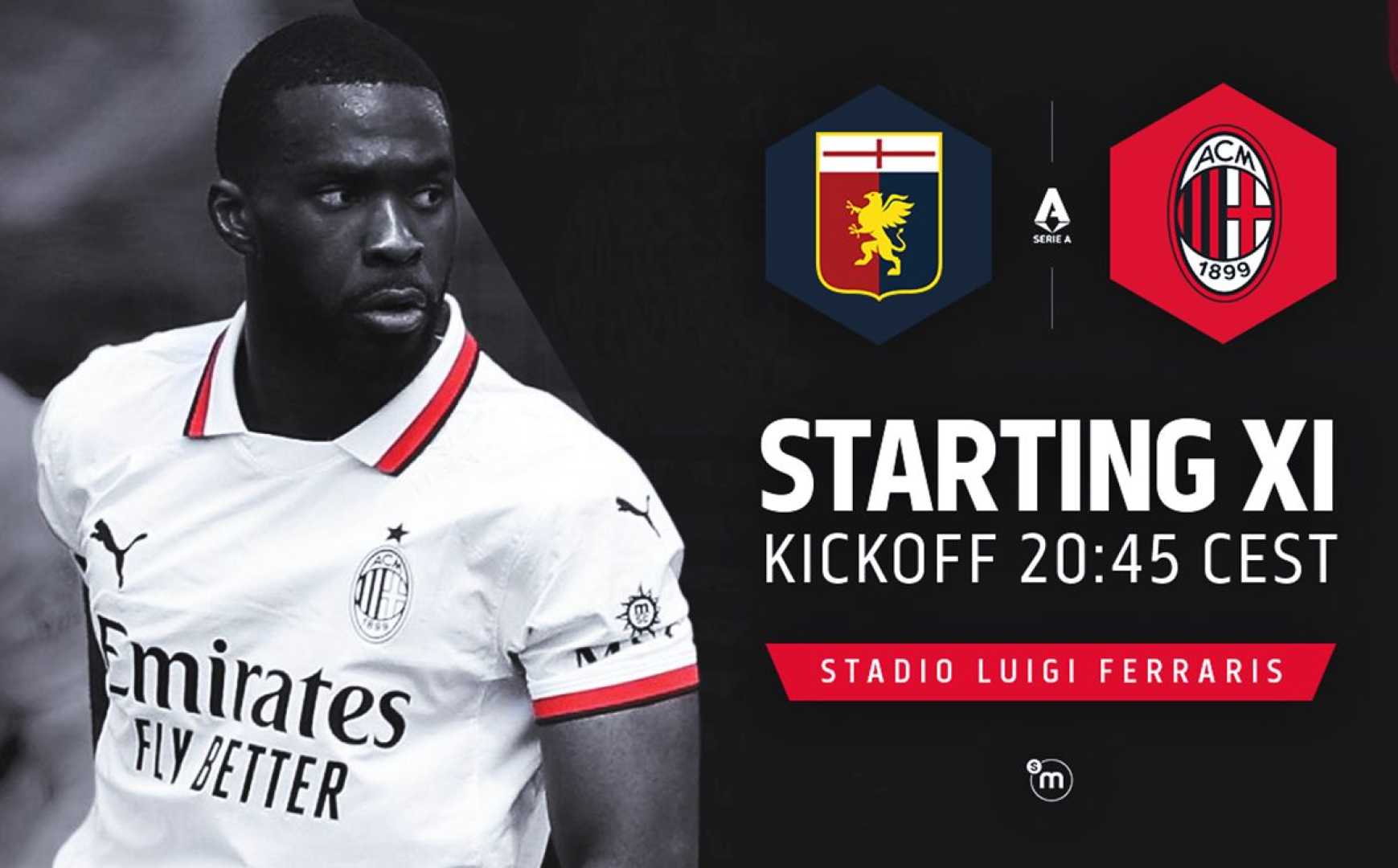 Ac Milan Vs Genoa Serie A Starting Xis