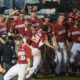 Arkansas Baseball Team Celebrating Victory
