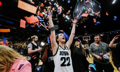 Caitlin Clark Watching Basketball Game Celebration