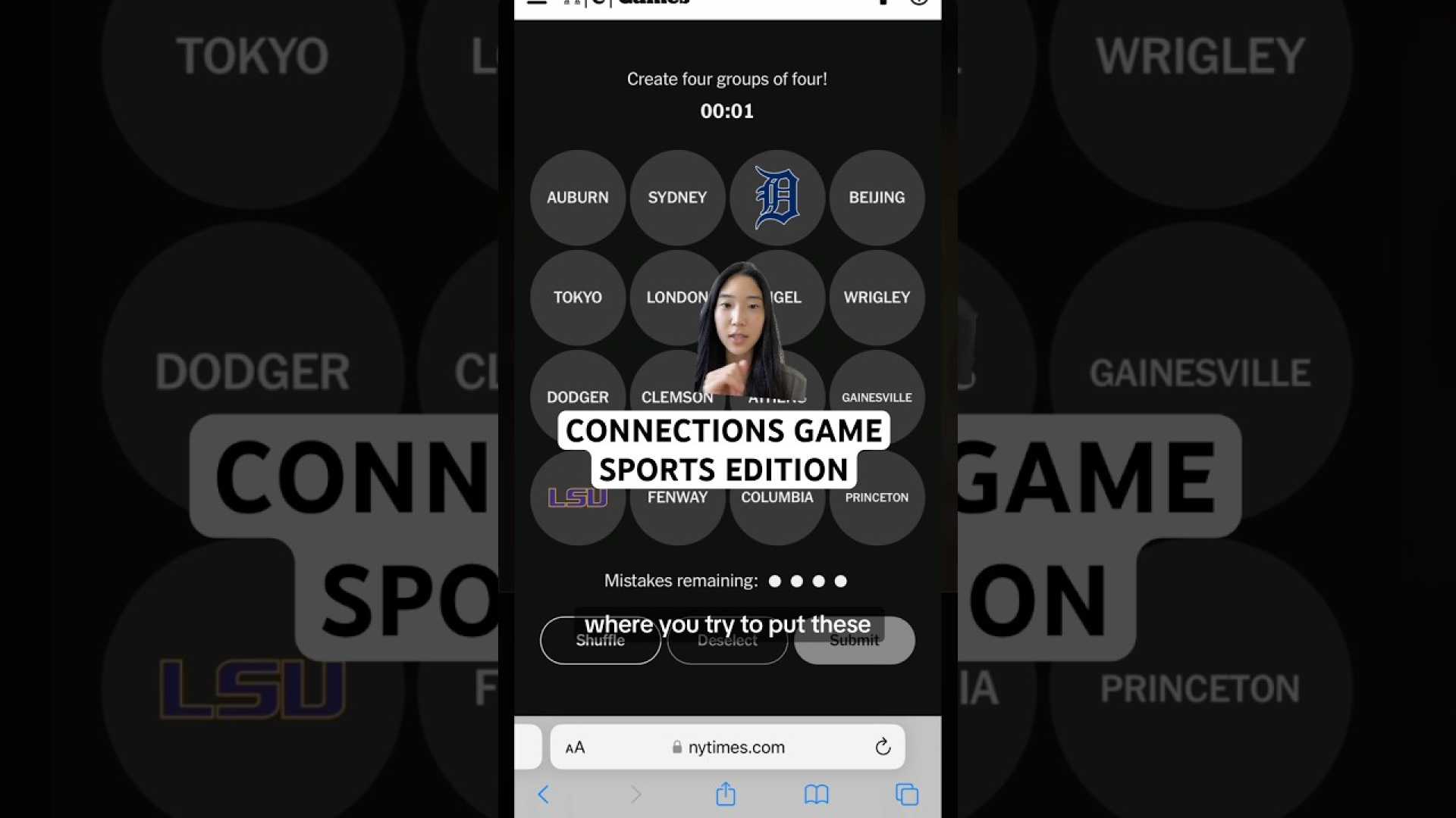 Connections Game Sports Edition Screenshot