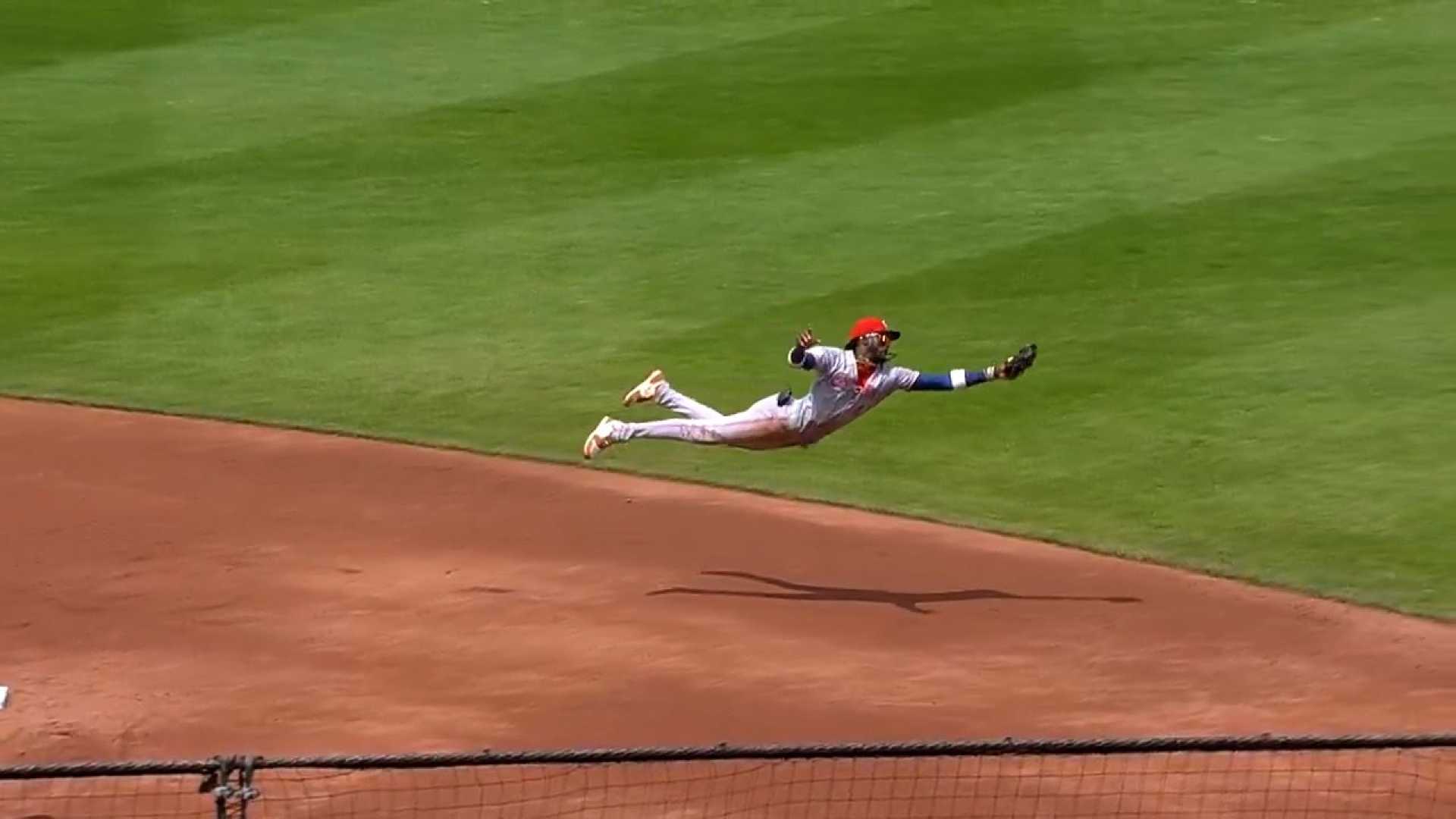 Elly De La Cruz Diving Baseball Game