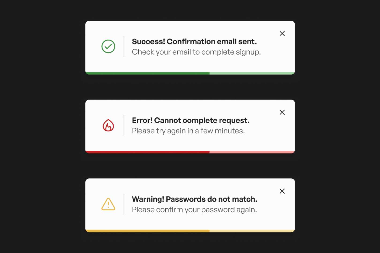 Email Signup Error Notification