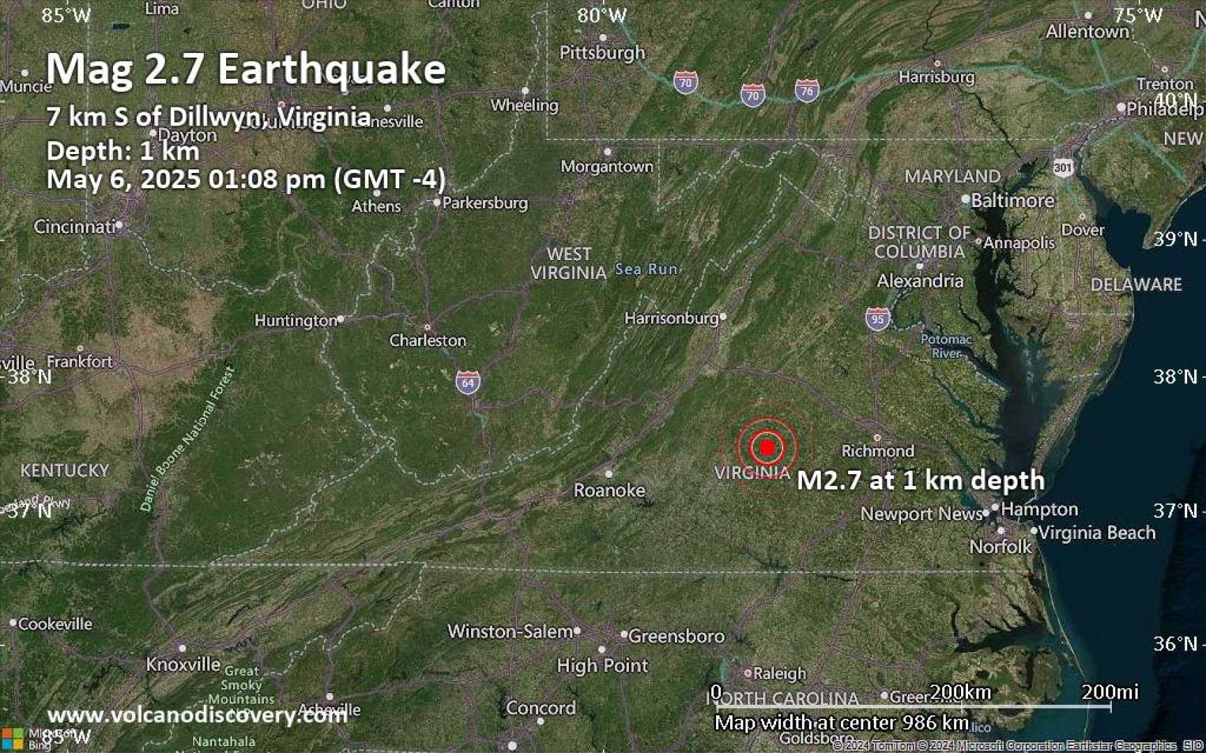 Farmville Virginia Earthquake May 2025