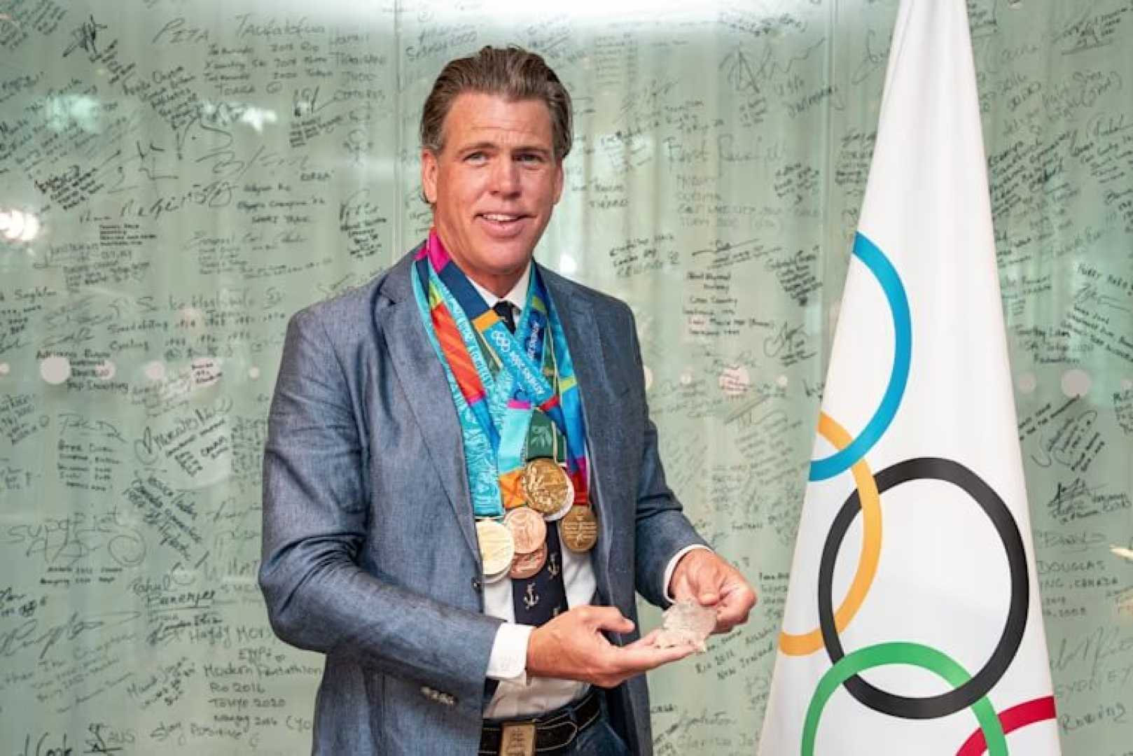 Gary Hall Jr. Olympic Medals Ceremony Switzerland