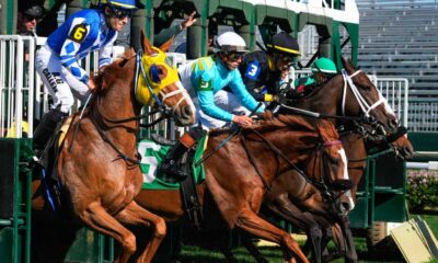 Kentucky Derby Horses And Jockeys At Churchill Downs