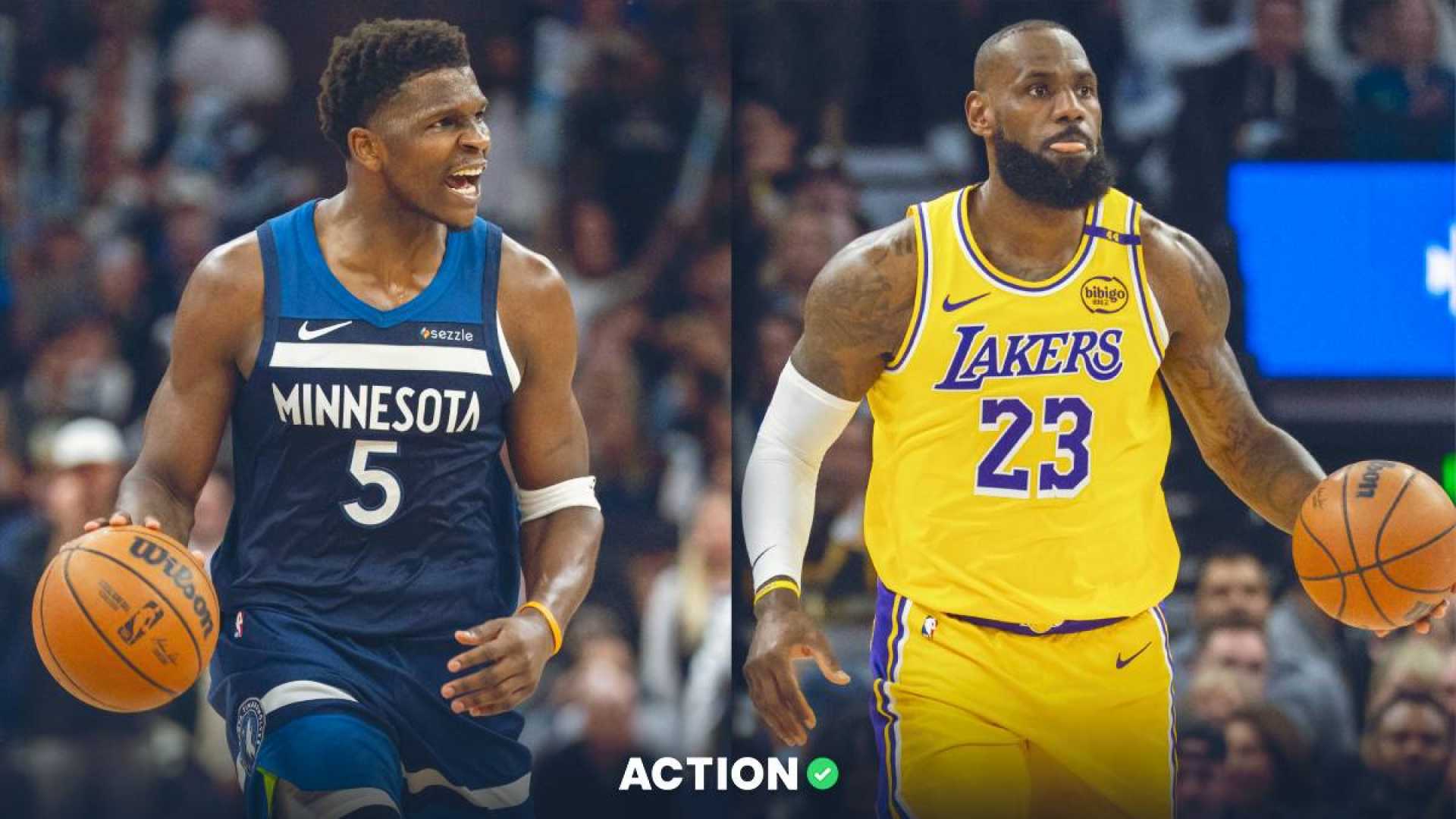 Lakers Timberwolves Nba Playoff Action