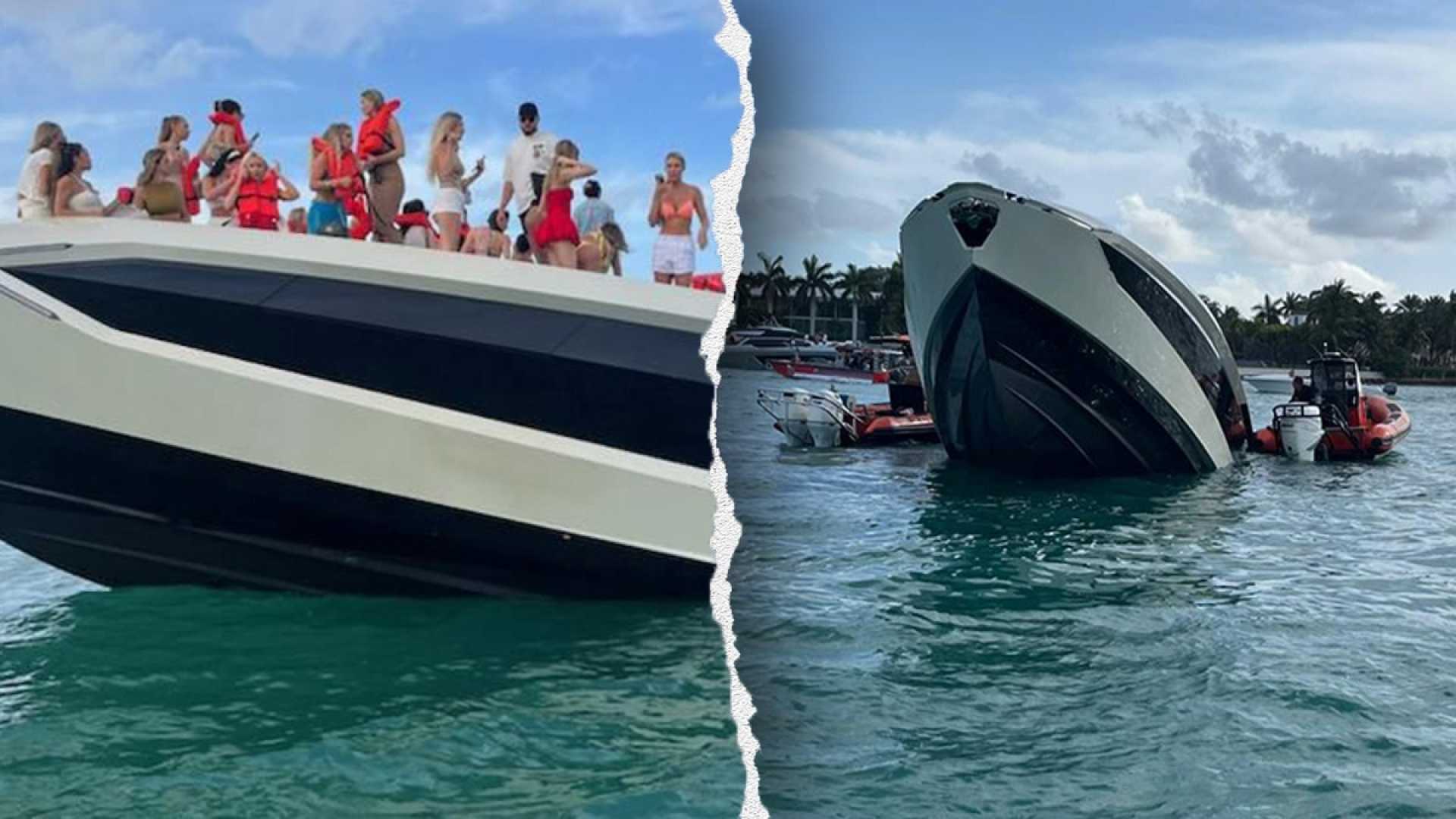 Lamborghini Yacht Sinking Miami Beach