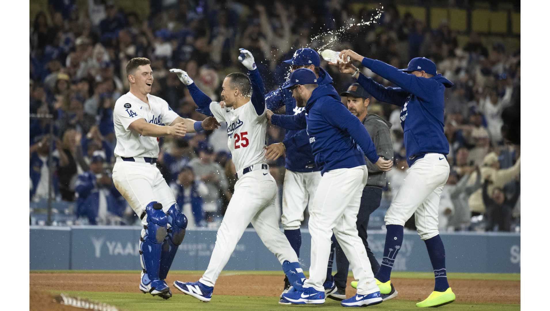 Los Angeles Dodgers Celebrating Victory Against Miami Marlins