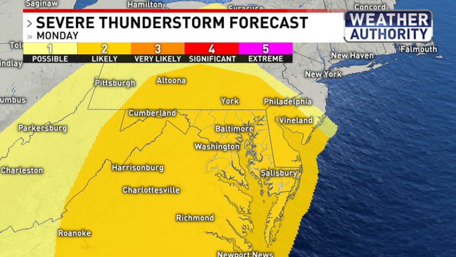 Maryland Thunderstorms Severe Weather Forecast