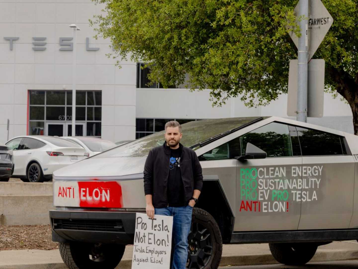 Matthew Labrot Tesla Protest