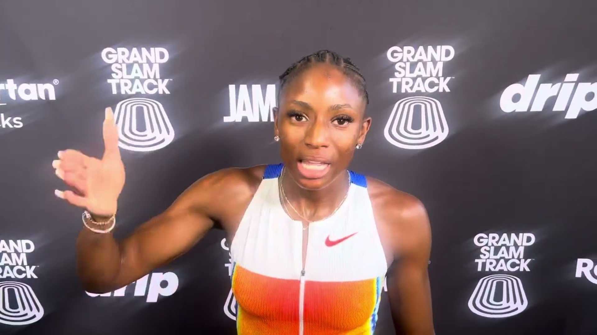 Melissa Jefferson Wooden Grand Slam Track Victory