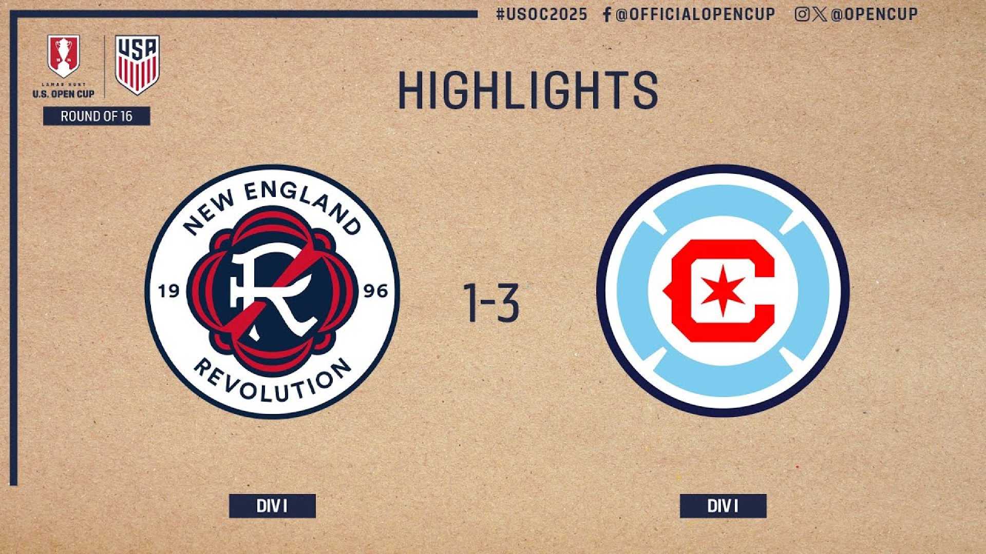 New England Revolution Vs Chicago Fire U.s. Open Cup