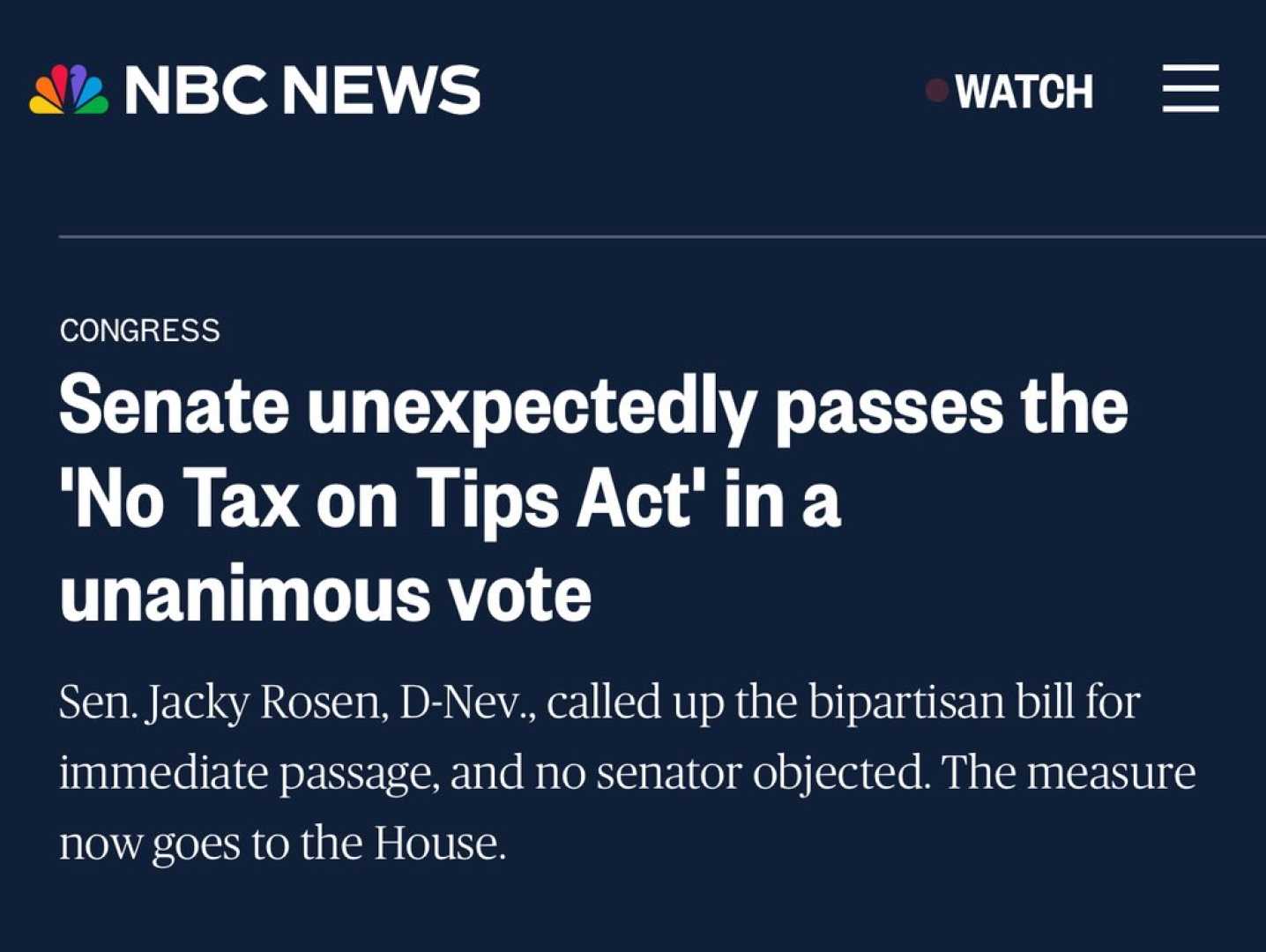 No Tax On Tips Act Senate Vote