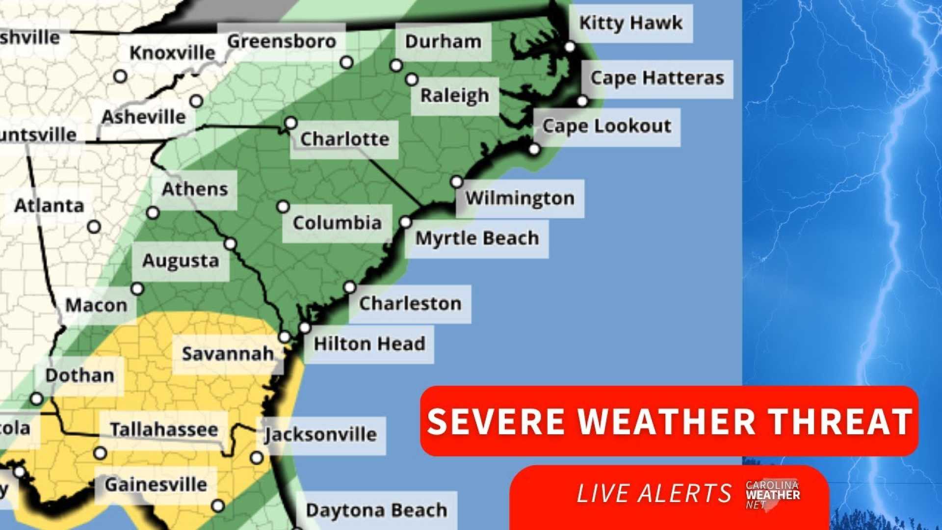 North Carolina South Carolina Thunderstorms Weather