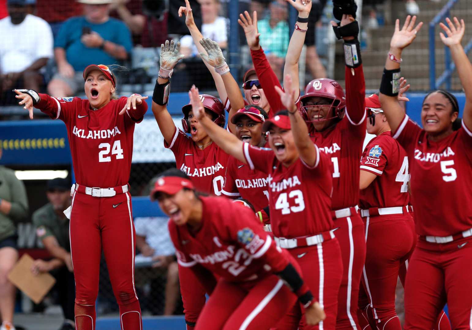 Oklahoma Softball Team Celebrating Victory