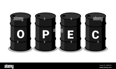 Opec Logo And Crude Oil Barrels