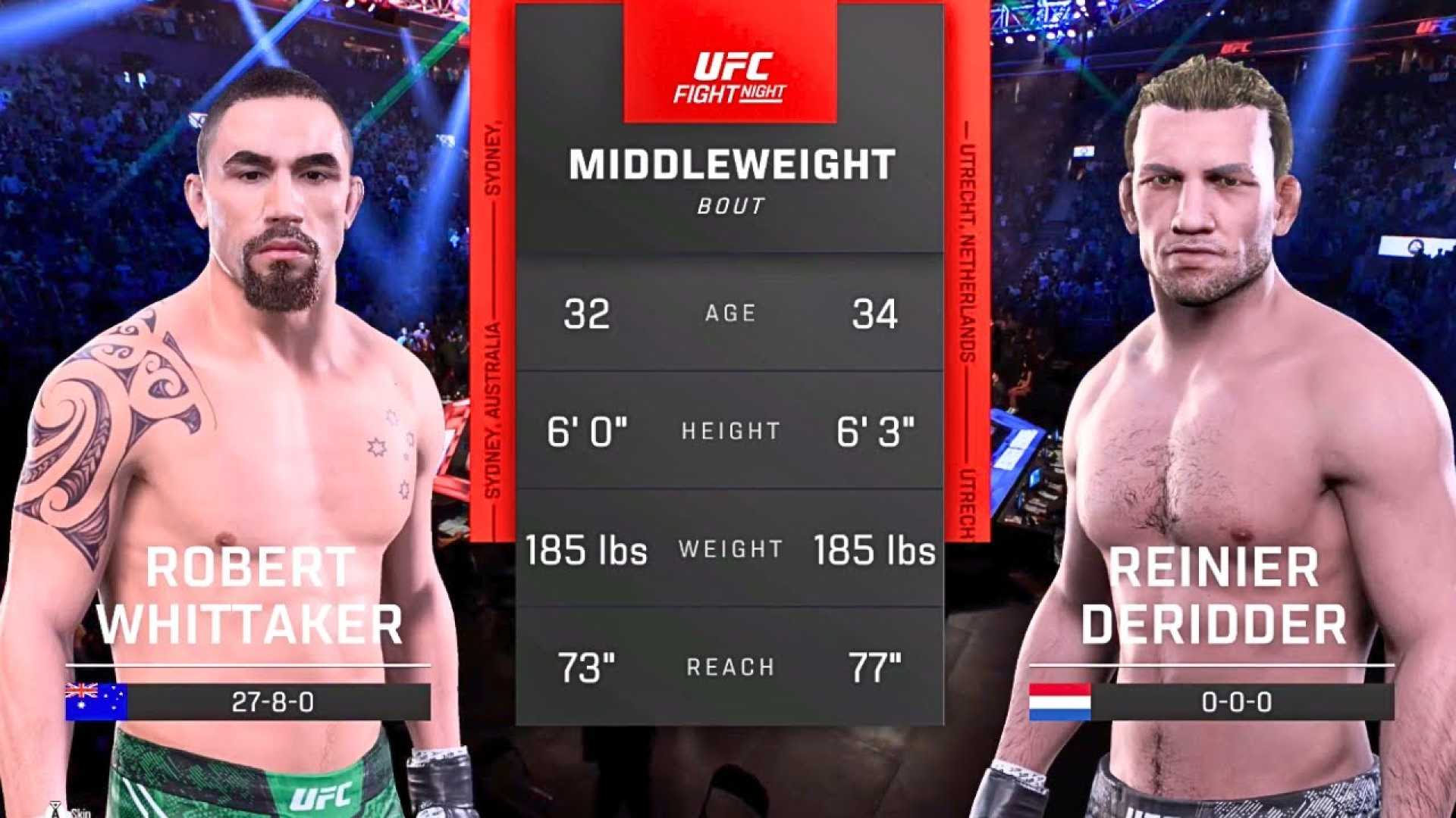 Robert Whittaker Reinier De Ridder Ufc Fight Night