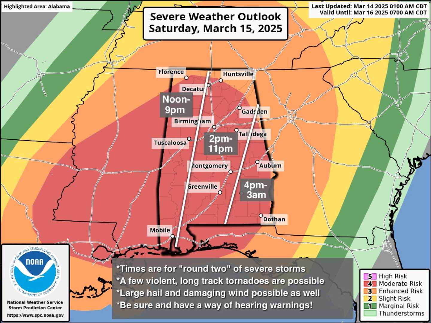 Severe Weather Forecast Alabama Thunderstorms